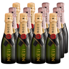 Buy & Send Mini Champagne Moet Brut and Moet Rose 20cl Case of 12