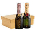 Buy & Send Mini Champagne Moet Brut and Moet Rose 20cl Twin Hamper Gift Box