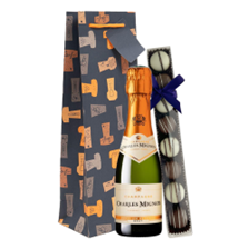 Buy & Send Mini Charles Mignon Brut Champagne 20cl & Fine Artisanal Truffles Gift Bag