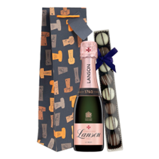 Buy & Send Mini Lanson Le Creation Rose Champagne 20cl & Fine Artisanal Truffles Gift Bag