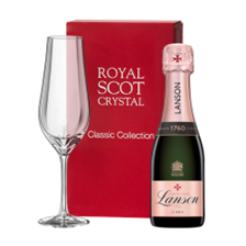 Buy & Send Mini Lanson Le Creation Rose Champagne 20cl and Royal Scot Flute In Red Gift Box