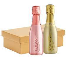 Buy & Send Mini Prosecco Bottega Rose and Bottega Gold 20cl Twin Hamper Gift Box