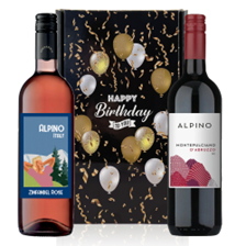 Buy & Send Mixed Alpino Red & Rose Italian Wine Happy Birthday Wine Duo Gift Box (2x75cl)