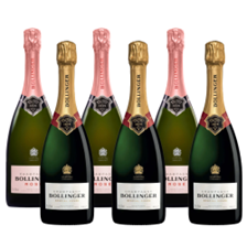 Buy & Send Mixed Case of Bollinger Brut 75cl and Bollinger Rose 75cl (6x75cl)