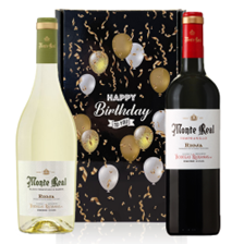 Buy & Send Mixed Monte Real Red & White Spanish Wine Happy Birthday Wine Duo Gift Box (2x75cl)