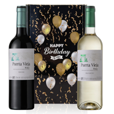 Buy & Send Mixed Puerta Vieja Spanish Wine Happy Birthday Wine Duo Gift Box (2x75cl)