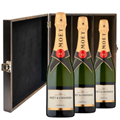 Buy & Send Moet And Chandon Brut Champagne 75cl Treble Elm Wood Gift Boxed (3x75cl)