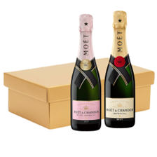 Buy & Send Moet & Chandon Mixed Brut & Rose Champagne 37.5cl Twin Hamper Gift Box