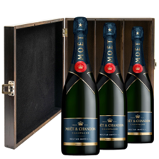 Buy & Send Moet & Chandon Nectar Demi Sec Champagne 75cl Treble Elm Wood Gift Boxed (3x75cl)