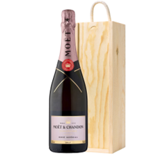 Buy & Send Moet & Chandon Rose Champagne 75cl In Pine Wooden Gift Box