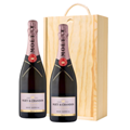 Buy & Send Moet & Chandon Rose Champagne 75cl Double Pine Wooden Gift Boxed (2x75cl)