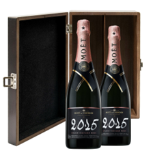 Buy & Send Moet & Chandon Vintage Rose 2015 Champagne 75cl Double Elm Wood Gift Boxed (2x75cl)