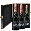 Buy & Send Moet & Chandon Vintage Rose 2015 Champagne 75cl Treble Elm Wood Gift Boxed (3x75cl)