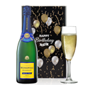 Buy & Send Monopole Blue Top Brut Champagne 75cl And Flute Happy Birthday Gift Box