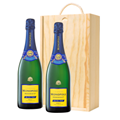 Buy & Send Monopole Blue Top Brut Champagne 75cl Double Pine Wooden Gift Boxed (2x75cl)