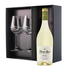 Buy & Send Monte Real Blanco Barrel Fermented 75cl White Wine And Diamante Venezia Glasses Gift Box Set