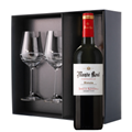 Buy & Send Monte Real Tempranillo 75cl Red Wine And Diamante Venezia Glasses Gift Box Set