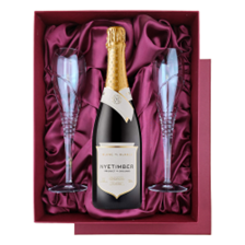 Buy & Send Nyetimber Blanc de Blancs English Sparkling 75cl in Red Luxury Presentation Set With Flutes