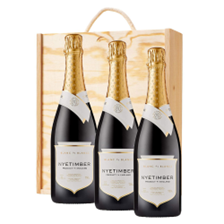 Buy & Send Nyetimber Blanc de Blancs English Sparkling 75cl Treble Pine Wooden Gift Boxed (3x75cl)