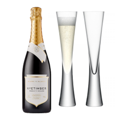 Buy & Send Nyetimber Blanc de Blancs English Sparkling 75cl with LSA Moya Flutes