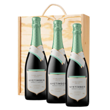 Buy & Send Nyetimber Curvee Cherie Demi-Sec NV English Sparkling Wine Treble Pine Wooden Gift Boxed (3x75cl)