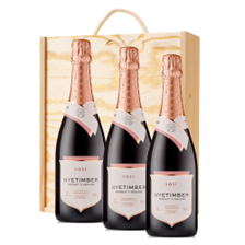 Buy & Send Nyetimber Rose English Sparkling Wine 75cl Treble Pine Wooden Gift Boxed (3x75cl)