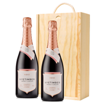 Buy & Send Nyetimber Rose English Sparkling Wine 75cl Double Pine Wooden Gift Boxed (2x75cl)