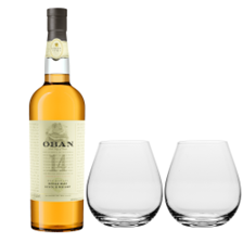 Buy & Send Oban 14 Year Old Single Malt Scotch Whisky 70cl And Crystal Classic Collection Tumblers