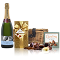 Buy & Send Personalised Champagne - Baby Boy Label And Chocolates Hamper