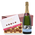 Buy & Send Personalised Champagne - Baby Boy Label And Lindt Master Chocolatier Hamper