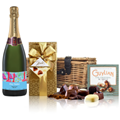 Buy & Send Personalised Champagne - Cake & Candles Label And Chocolates Hamper