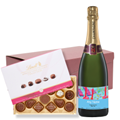 Buy & Send Personalised Champagne - Cake & Candles Label And Lindt Master Chocolatier Hamper