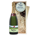 Buy & Send Personalised Champagne - Golf Label And Milk Sea Salt Charbonnel Chocolates Box