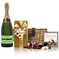 Buy & Send Personalised Champagne - Green Label And Chocolates Hamper