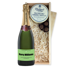 Buy & Send Personalised Champagne - Green Label And Milk Sea Salt Charbonnel Chocolates Box