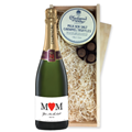 Buy & Send Personalised Champagne - Heart Mam And Milk Sea Salt Charbonnel Chocolates Box