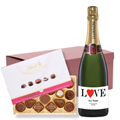 Buy & Send Personalised Champagne - Love Label And Lindt Master Chocolatier Hamper