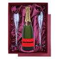 Buy & Send Personalised Champagne - Red Label in Red Luxury Presentation Set With Flutes