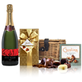 Buy & Send Personalised Champagne - Red Rose Label And Chocolates Hamper