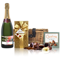 Buy & Send Personalised Champagne - Xmas 1 Label And Chocolates Hamper