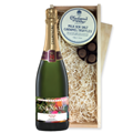 Buy & Send Personalised Champagne - Xmas 1 Label And Milk Sea Salt Charbonnel Chocolates Box