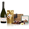 Buy & Send Personalised Prosecco - Art Border 2 Label And Chocolates Hamper