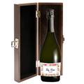 Buy & Send Personalised Prosecco - Art Border 2 Label in Elm Wood Gift Box