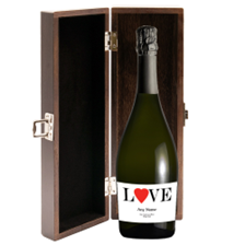 Buy & Send Personalised Prosecco - Love Label in Elm Wood Gift Box