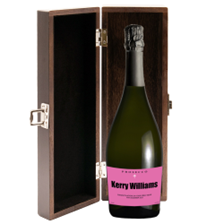 Buy & Send Personalised Prosecco - Pink Label in Elm Wood Gift Box