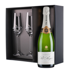 Buy & Send Pol Roger Brut Reserve Champagne 75cl And Diamante Venezia Flute Set Gift Box