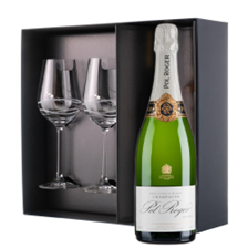 Buy & Send Pol Roger Brut Reserve Champagne 75cl And Diamante Venezia Glasses Gift Box Set