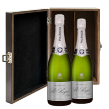 Buy & Send Pol Roger Pure Extra Brut Champagne 75cl Double Elm Wood Gift Boxed (2x75cl)