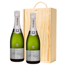 Buy & Send Pol Roger Pure Extra Brut Champagne 75cl Double Pine Wooden Gift Boxed (2x75cl)