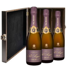 Buy & Send Pol Roger Rose 2018 Vintage Champagne 75cl Treble Elm Wood Gift Boxed (3x75cl)